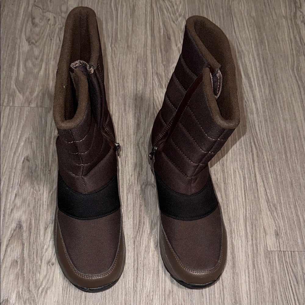 Men's Mid-Calf Brown Silent Care Waterproof Warm Winter Snow Boots US Size 8